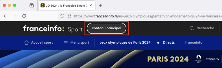 Liens d'accès rapides du site France Info Sport