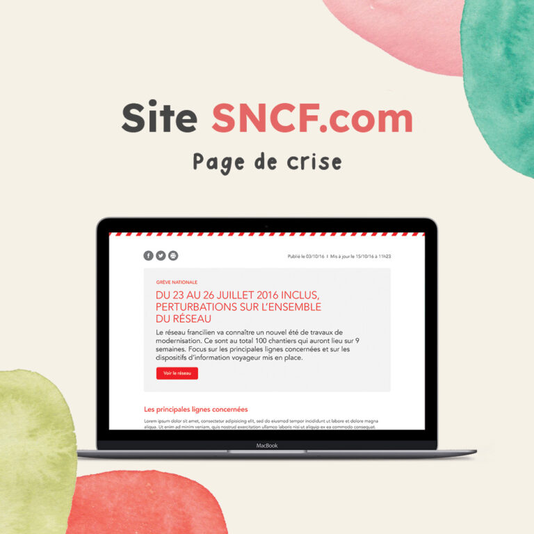 Site SNCF.com : page de crise